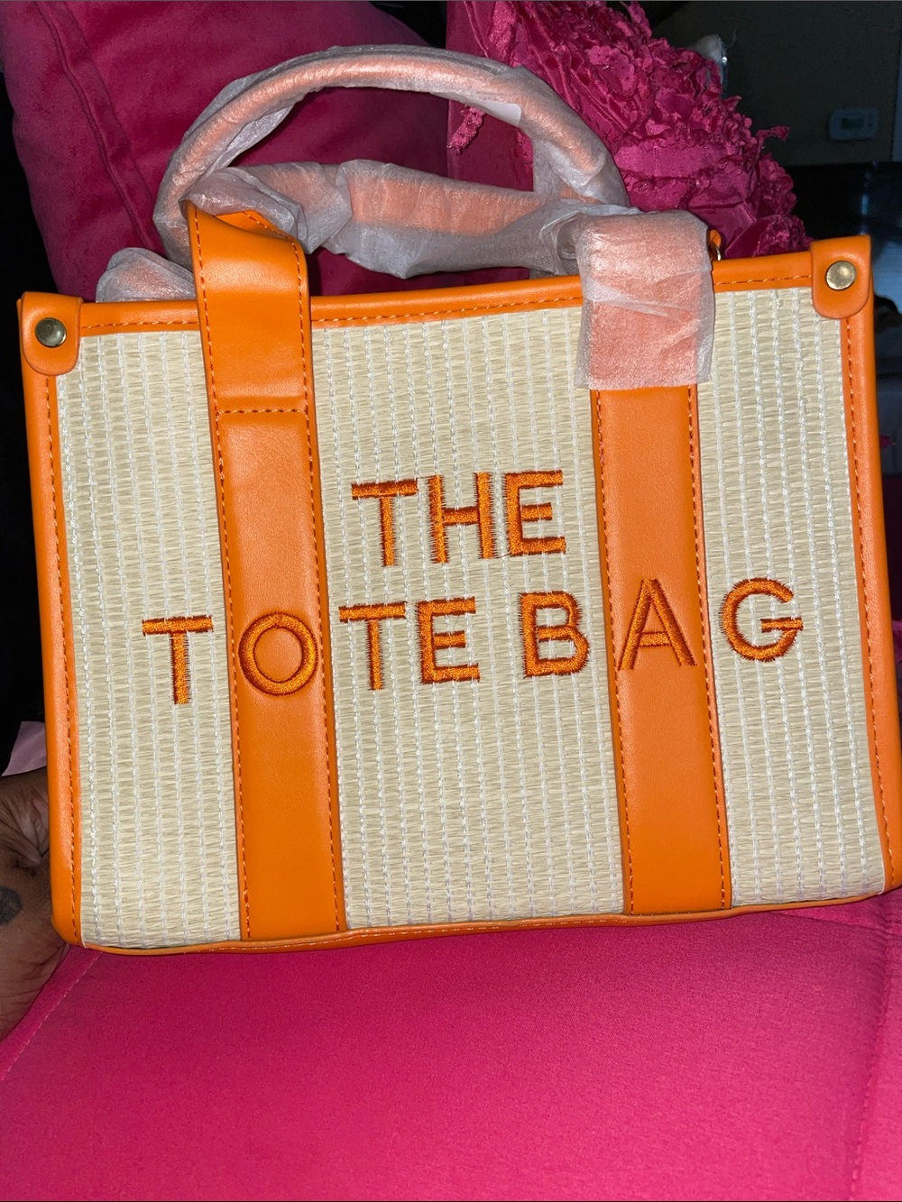 THE TOTE BAG Orange & Cream Structured Tote